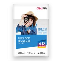 得力 11821 高光 相片纸 6英寸 200g 100张装 102mm×152mm